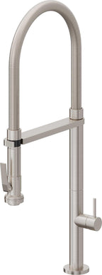 California Faucets Poetto Llave de Cocina Culinaria de Extraccion Contemporanea con Rociador de Apretar - Acero Inoxidable Ultra