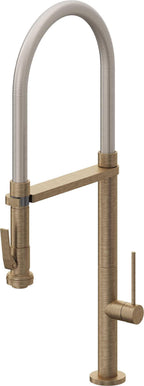 California Faucets Poetto Llave de Cocina Culinaria de Extraccion Contemporanea con Rociador de Apretar - Latón Antiguo Mate