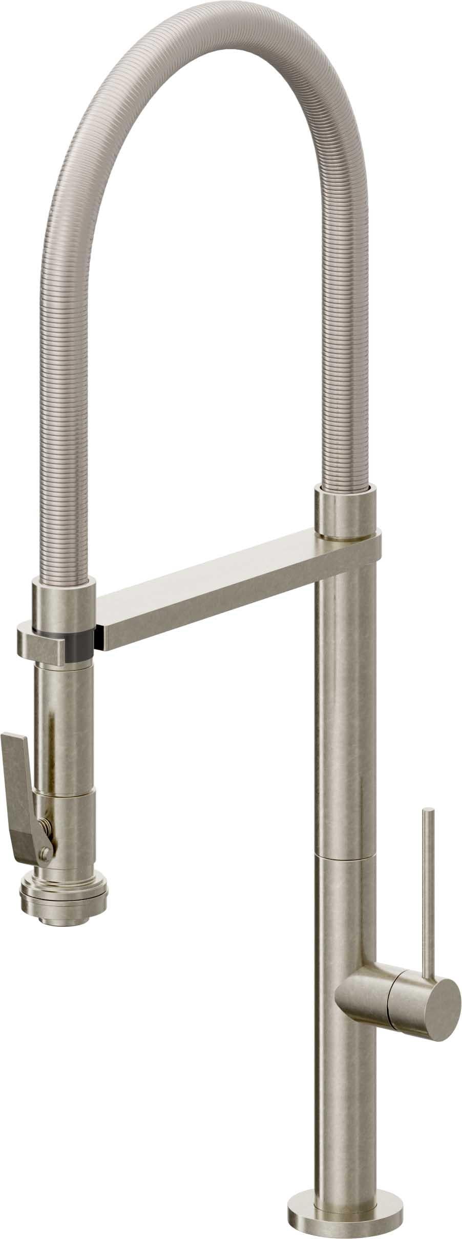 California Faucets Poetto Llave de Cocina Culinaria de Extraccion Contemporanea con Rociador de Apretar - Níquel Bruñido