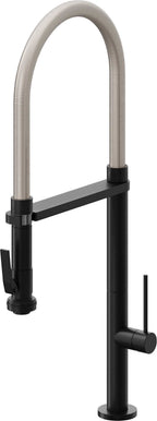 California Faucets Poetto Llave de Cocina Culinaria de Extraccion Contemporanea con Rociador de Apretar - Negro Mate