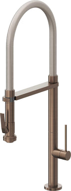 California Faucets Poetto Llave de Cocina Culinaria de Extraccion Contemporanea con Rociador de Apretar - Bronce Satinado