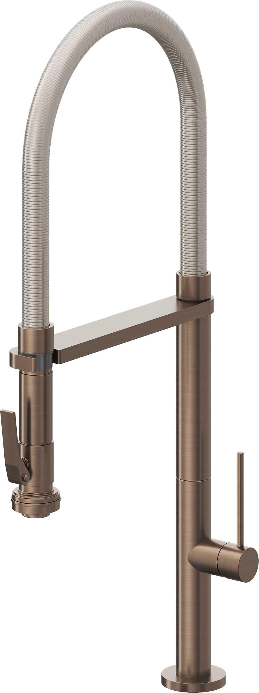 California Faucets Poetto Llave de Cocina Culinaria de Extraccion Contemporanea con Rociador de Apretar - Bronce Satinado