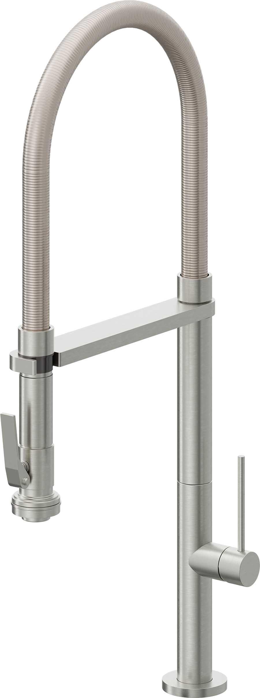 California Faucets Poetto Llave de Cocina Culinaria de Extraccion Contemporanea con Rociador de Apretar - Cromo Satinado