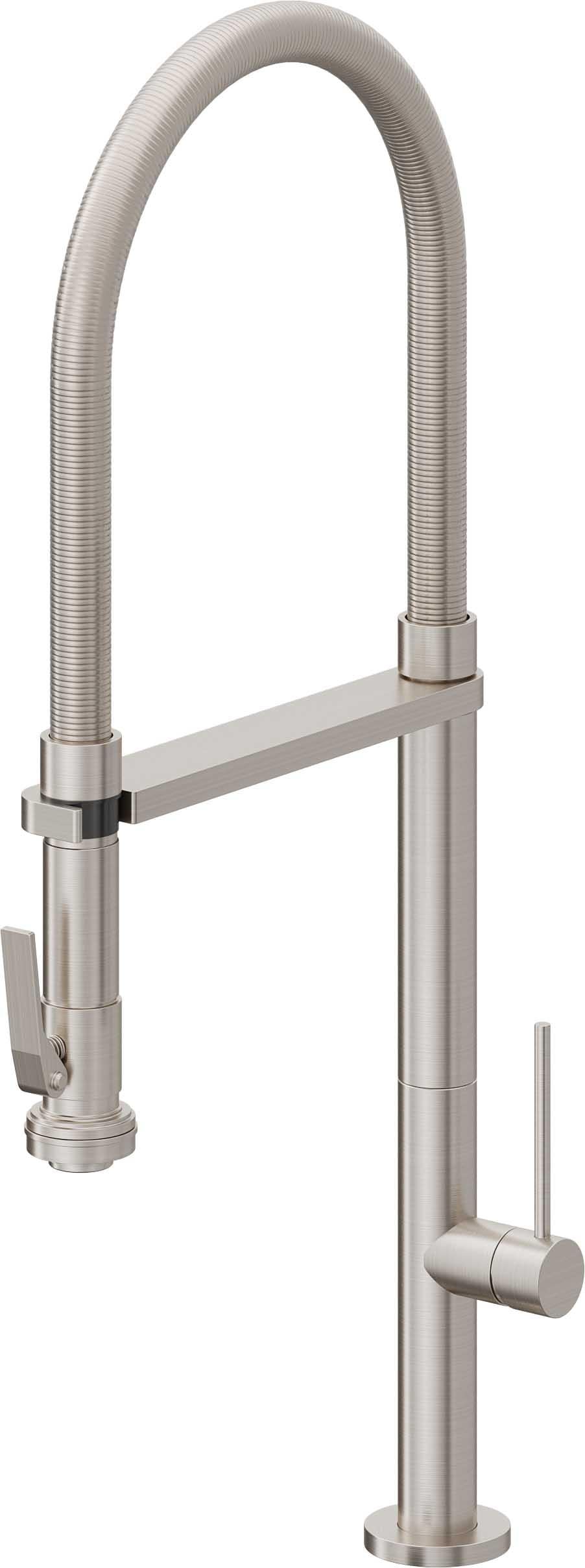 California Faucets Poetto Llave de Cocina Culinaria de Extraccion Contemporanea con Rociador de Apretar - Acero Inoxidable Ultra