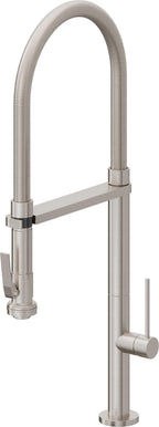 California Faucets Poetto Llave de Cocina Culinaria de Extraccion Contemporanea con Rociador de Apretar - Acero Inoxidable Ultra