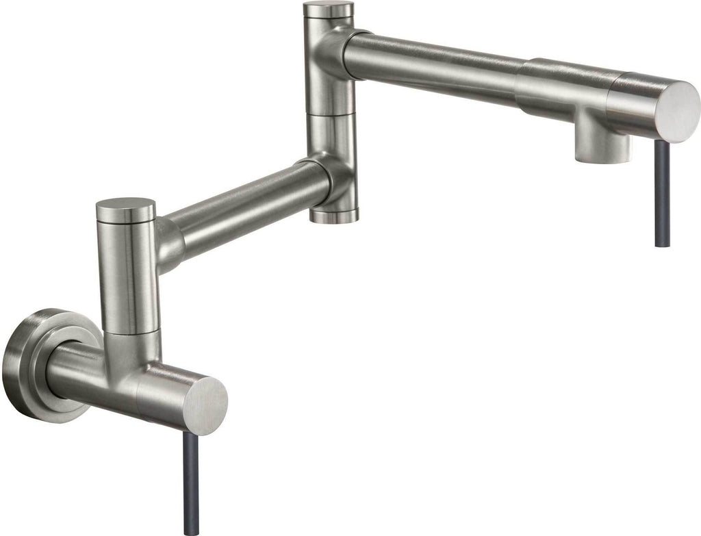 California Faucets Poetto Llenador de Ollas - Dos Manijas de Pared - Contemporaneo - Níquel Satinado