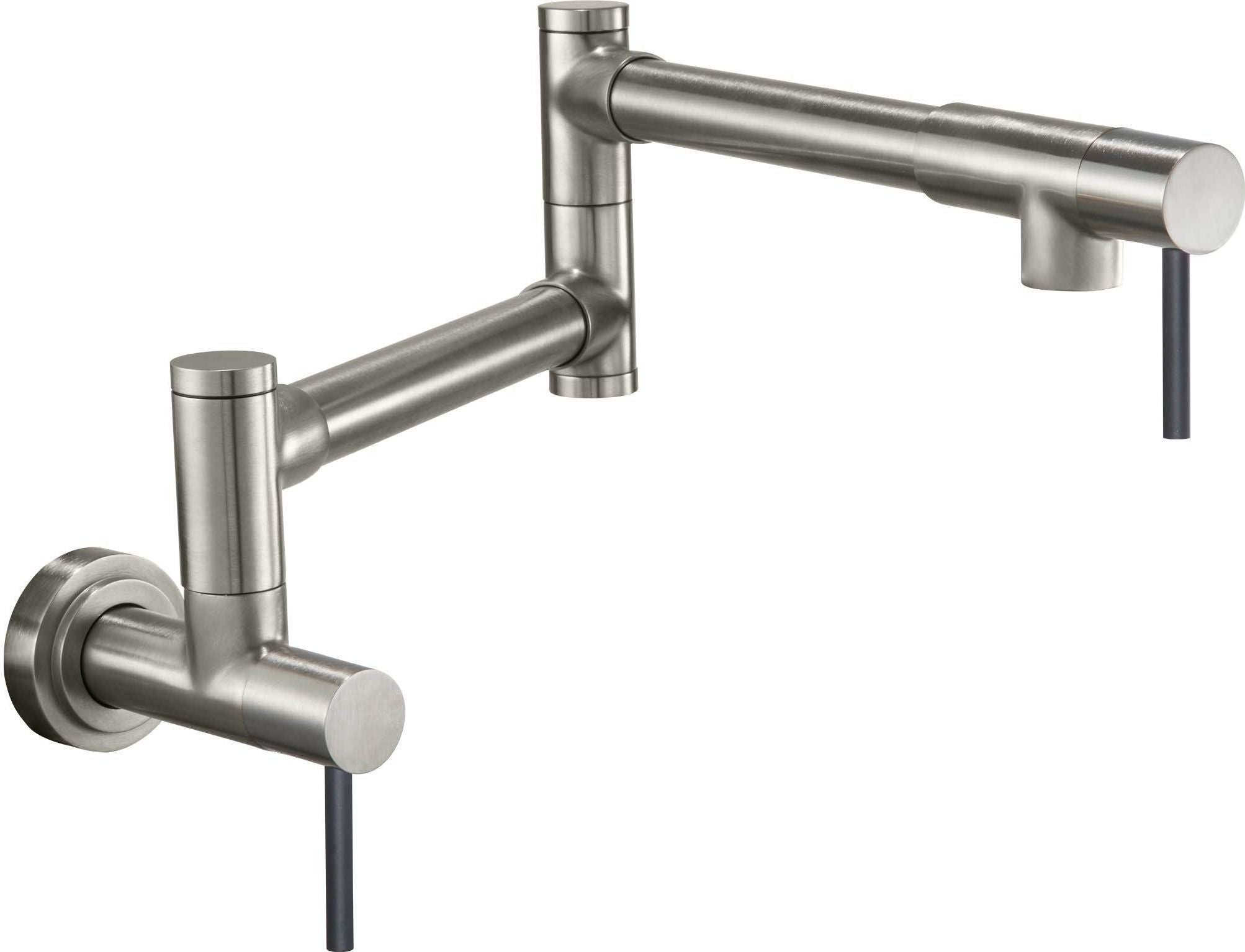 California Faucets Poetto Llenador de Ollas - Dos Manijas de Pared - Contemporaneo - Níquel Satinado