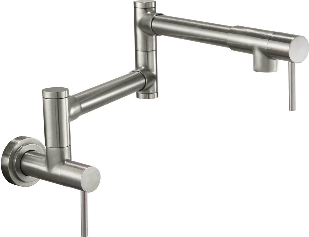 California Faucets Poetto Llenador de Ollas - Dos Manijas de Pared - Contemporaneo - Níquel Satinado