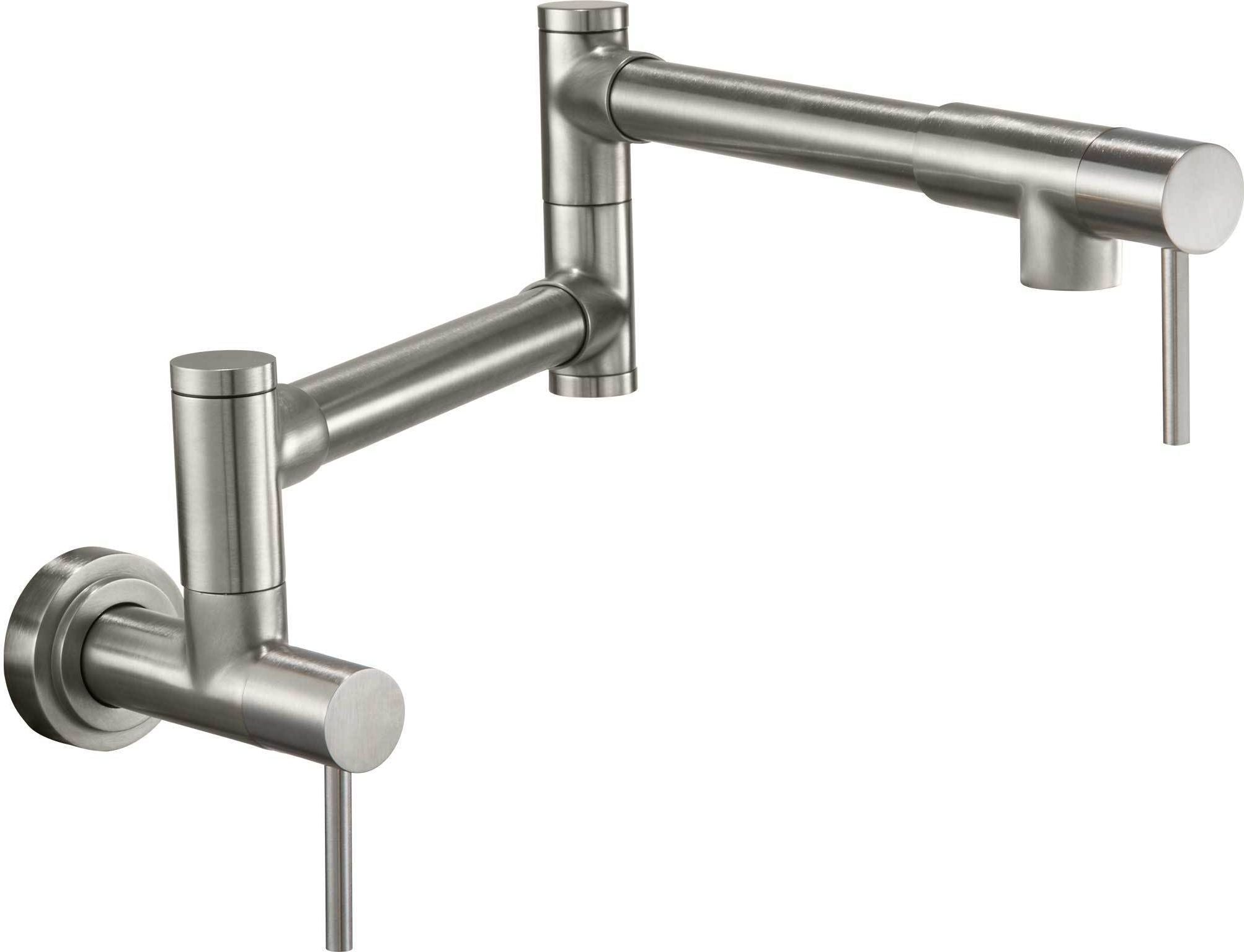 California Faucets Poetto Llenador de Ollas - Dos Manijas de Pared - Contemporaneo - Níquel Satinado