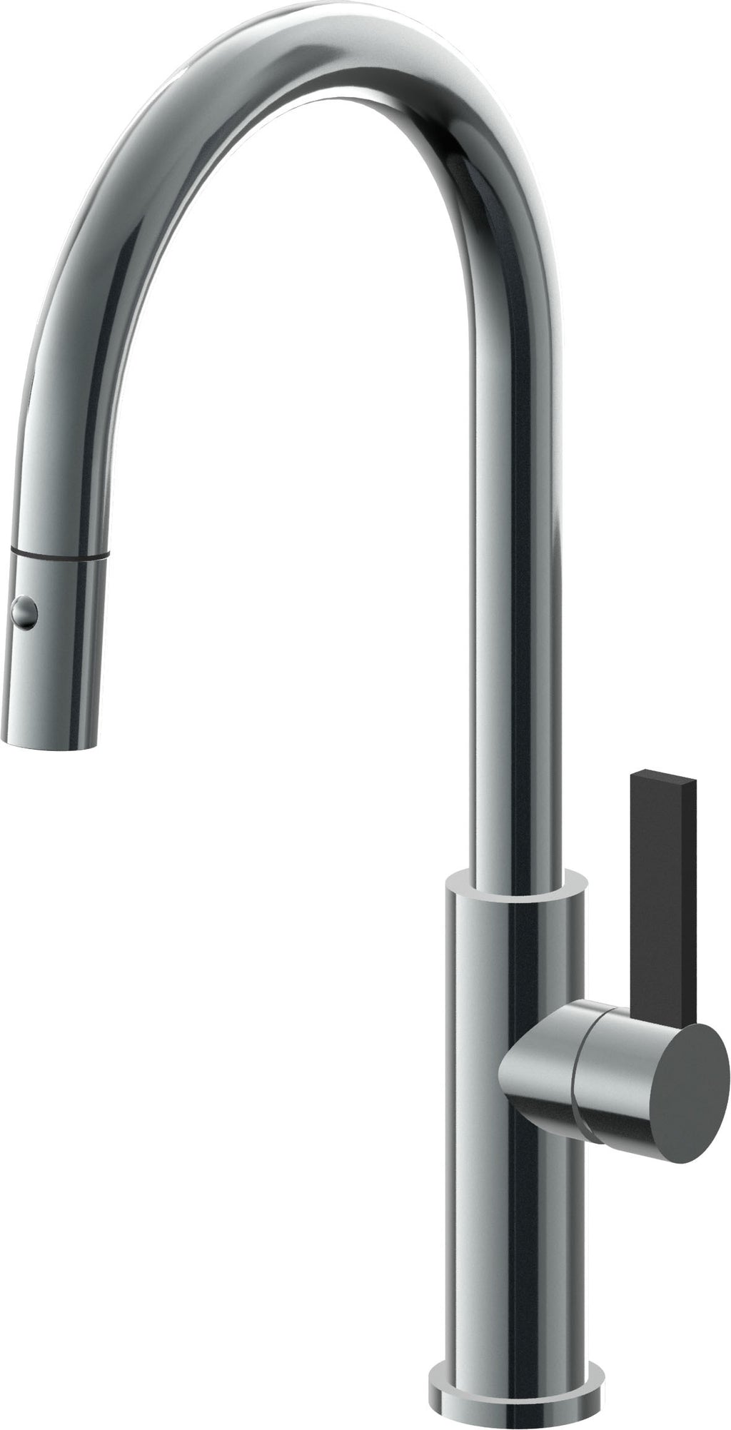 California Faucets Corsano Llave de Cocina Extraible Contemporanea con Rociador de Boton - Pico Alto en Arco - Níquel Negro