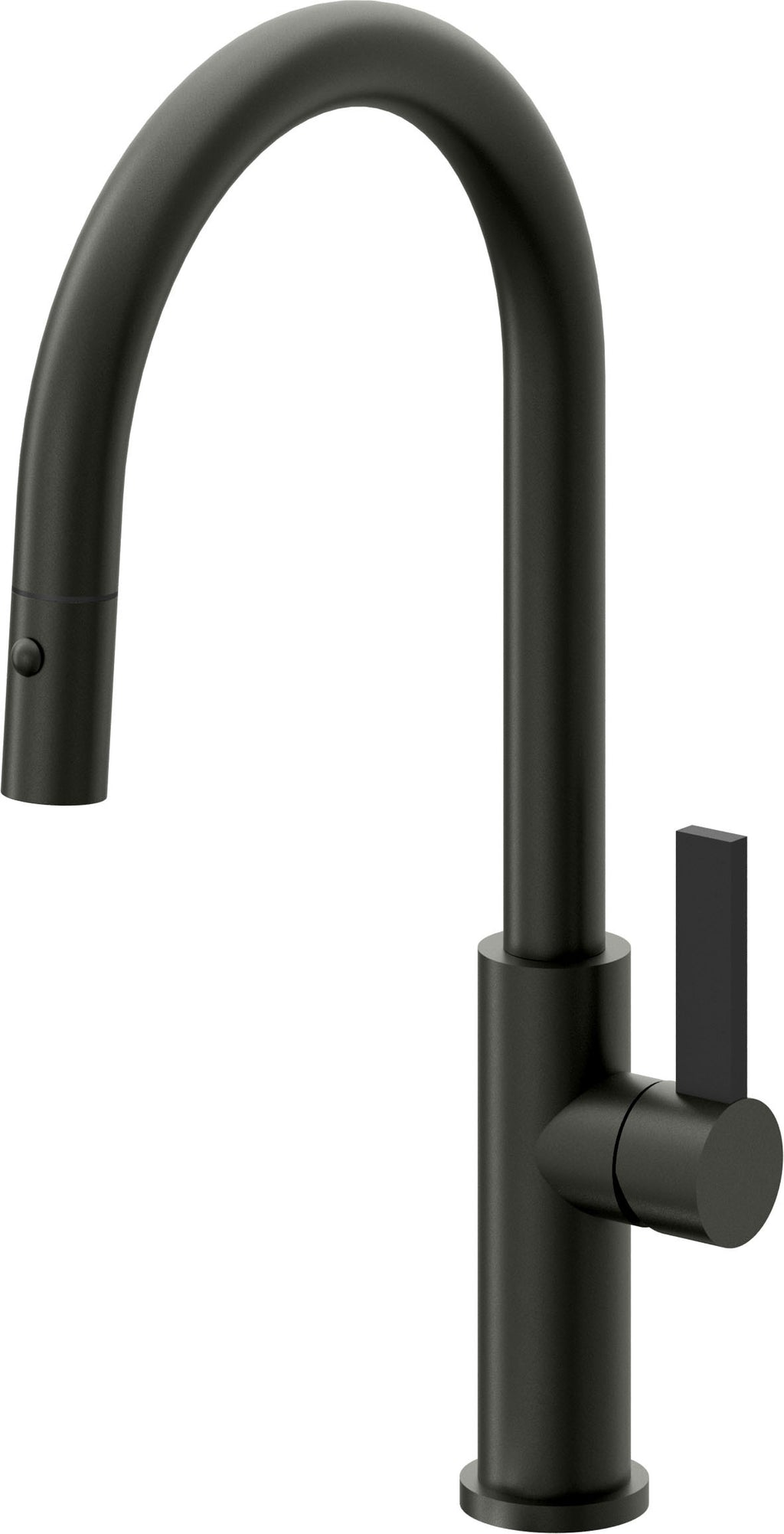 California Faucets Corsano Llave de Cocina Extraible Contemporanea con Rociador de Boton - Pico Alto en Arco - Bronce Bella Terra