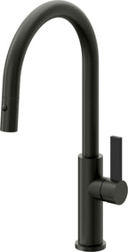 California Faucets Corsano Llave de Cocina Extraible Contemporanea con Rociador de Boton - Pico Alto en Arco - Bronce Bella Terra