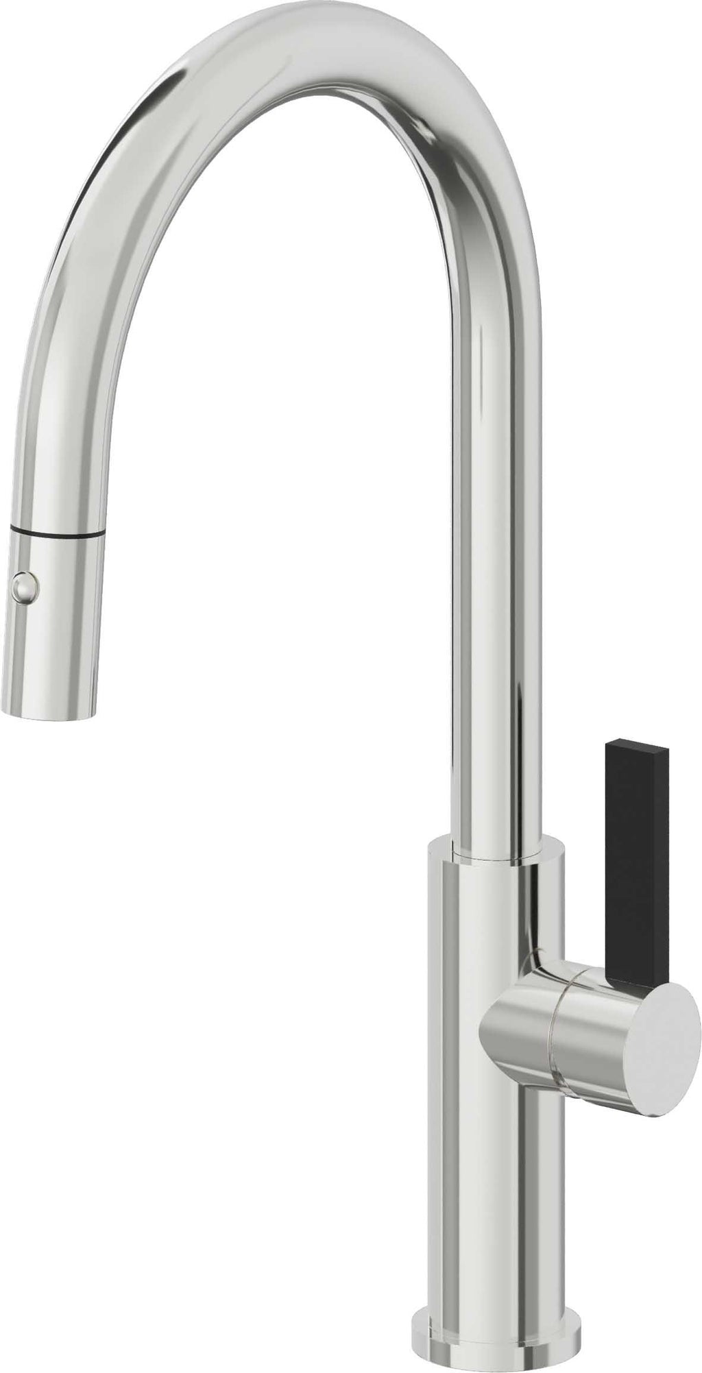 California Faucets Corsano Llave de Cocina Extraible Contemporanea con Rociador de Boton - Pico Alto en Arco - Cromo Pulido