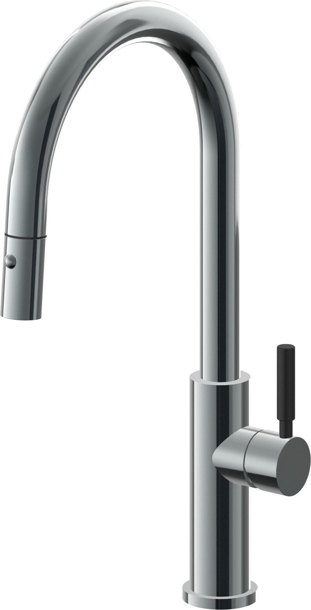 California Faucets Corsano Llave de Cocina Extraible Contemporanea con Rociador de Boton - Pico Alto en Arco - Níquel Negro