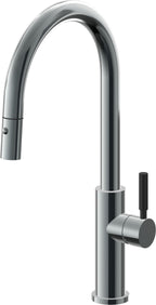 California Faucets Corsano Llave de Cocina Extraible Contemporanea con Rociador de Boton - Pico Alto en Arco - Níquel Negro