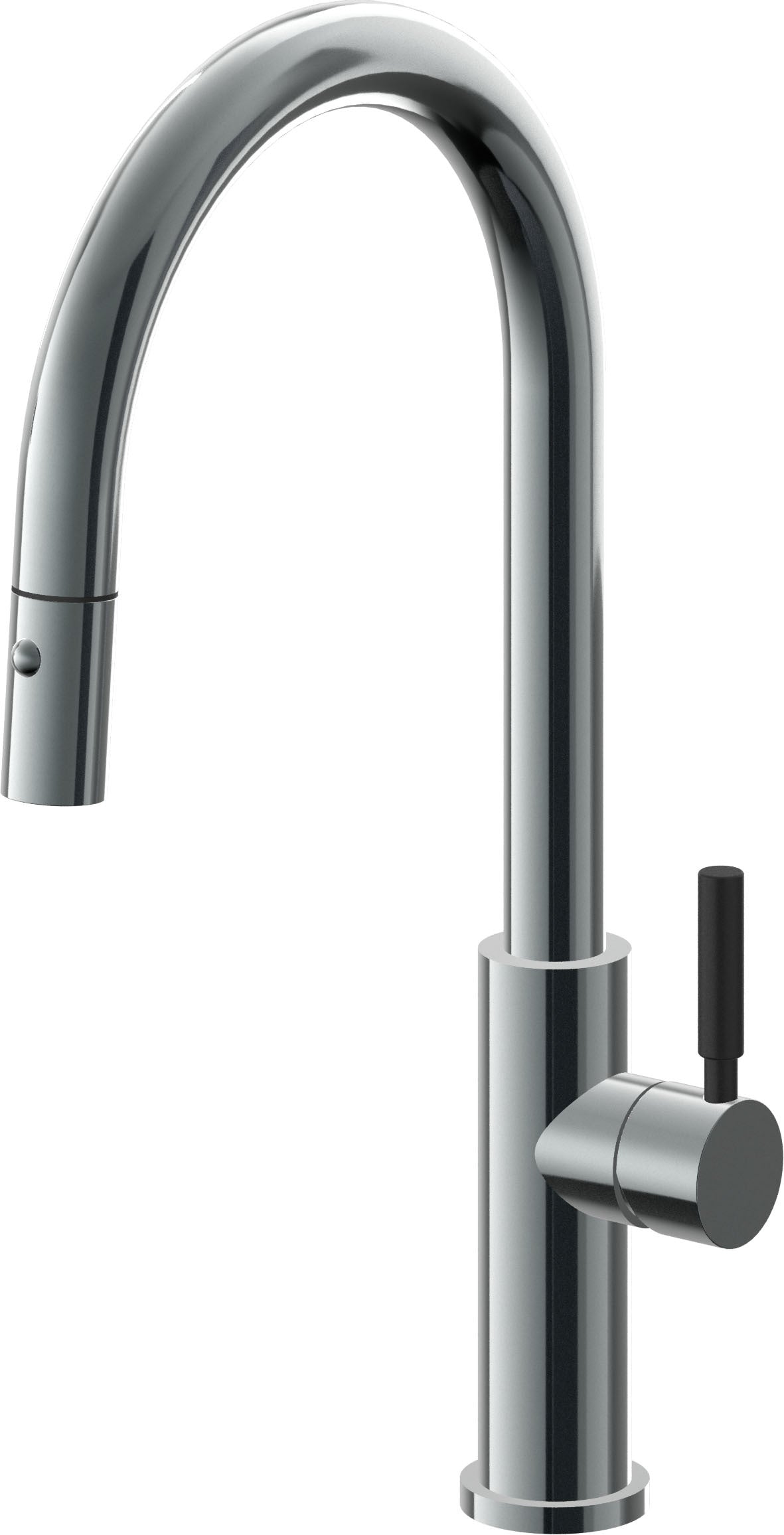 California Faucets Corsano Llave de Cocina Extraible Contemporanea con Rociador de Boton - Pico Alto en Arco - Níquel Negro