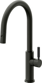 California Faucets Corsano Llave de Cocina Extraible Contemporanea con Rociador de Boton - Pico Alto en Arco - Bronce Bella Terra