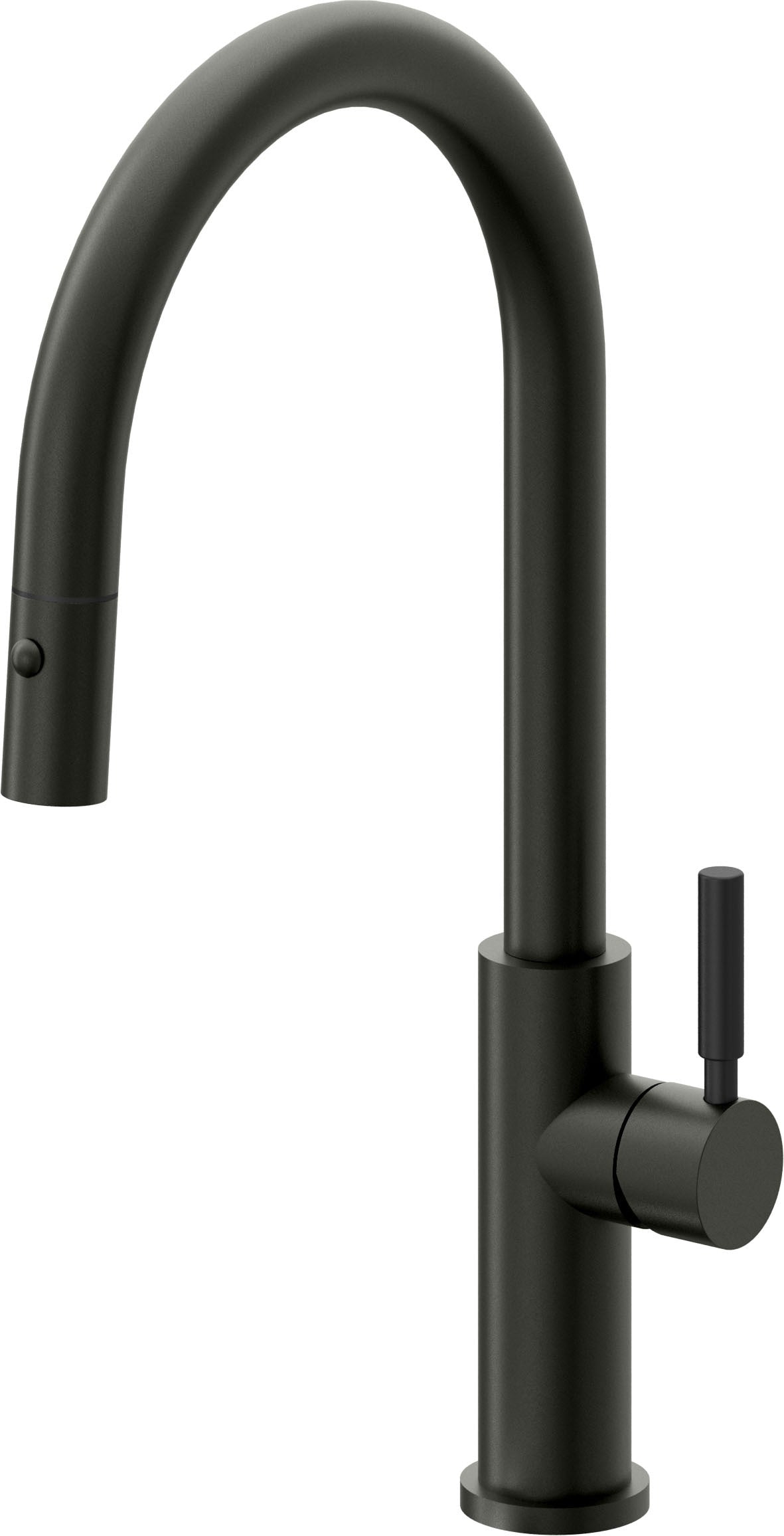 California Faucets Corsano Llave de Cocina Extraible Contemporanea con Rociador de Boton - Pico Alto en Arco - Bronce Bella Terra