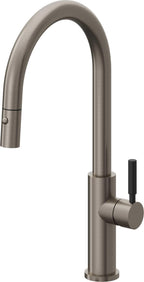 California Faucets Corsano Llave de Cocina Extraible Contemporanea con Rociador de Boton - Pico Alto en Arco - Grafito