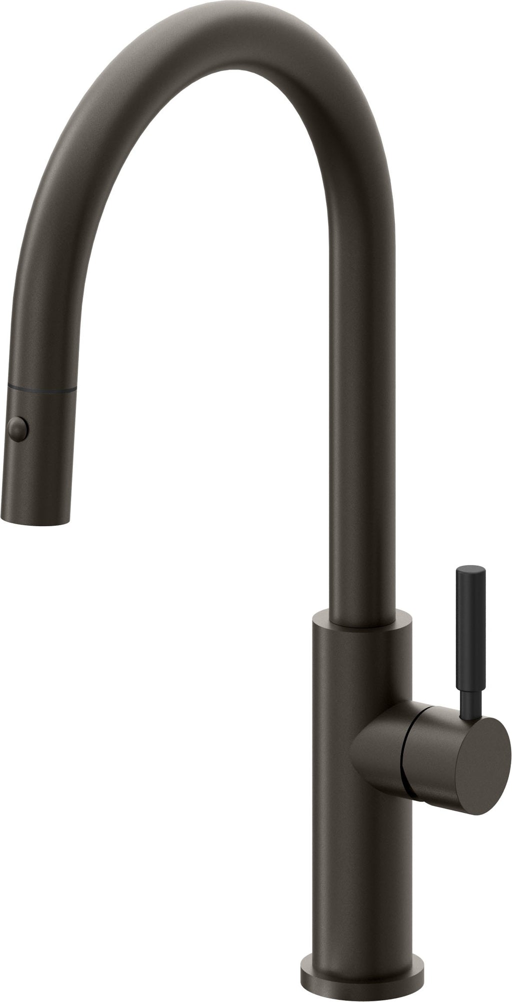 California Faucets Corsano Llave de Cocina Extraible Contemporanea con Rociador de Boton - Pico Alto en Arco - Bronce Oscuro