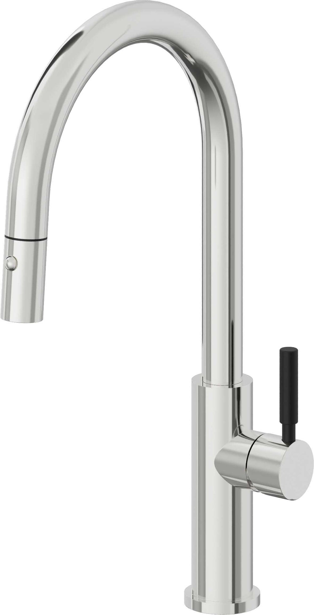 California Faucets Corsano Llave de Cocina Extraible Contemporanea con Rociador de Boton - Pico Alto en Arco - Cromo Pulido