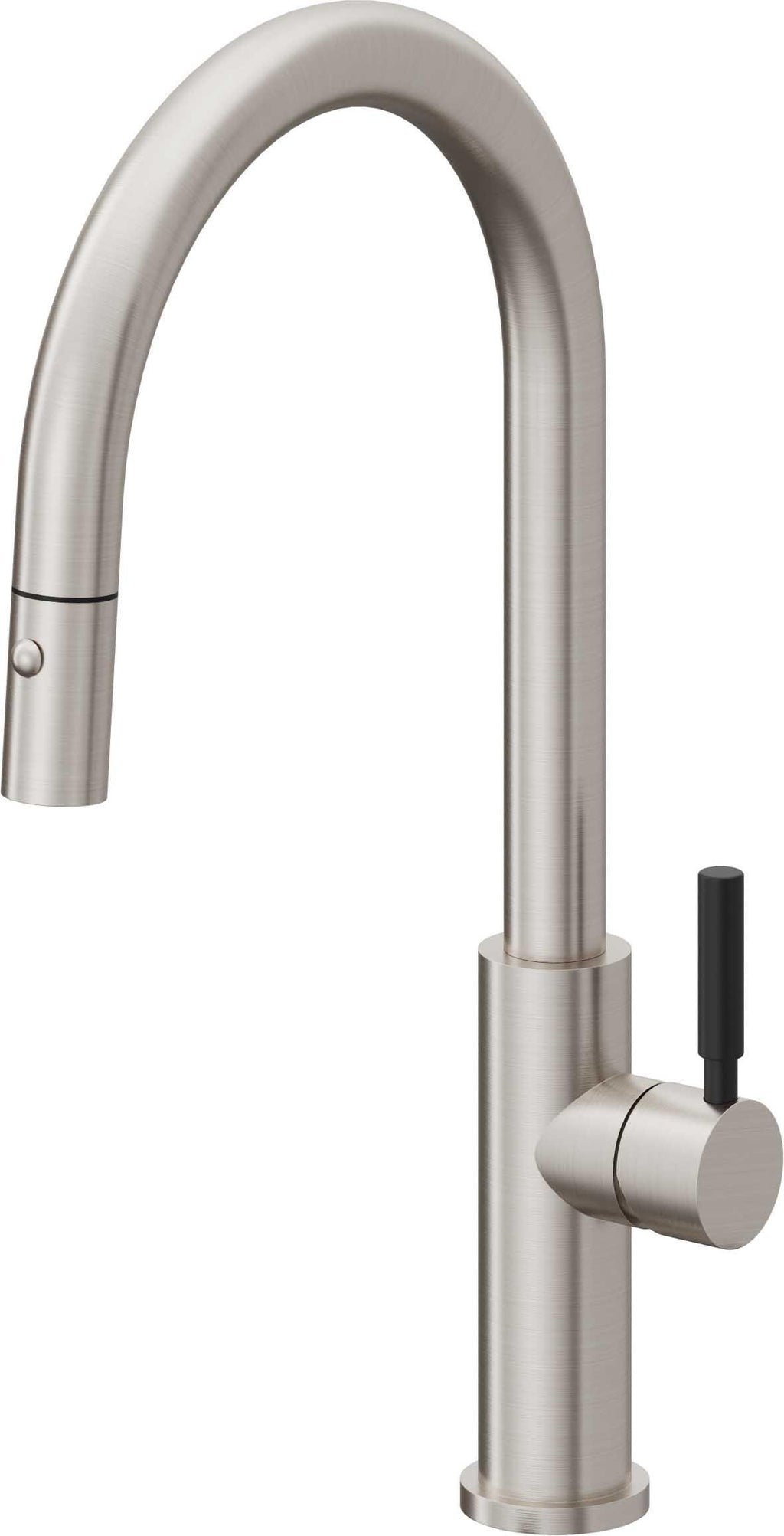 California Faucets Corsano Llave de Cocina Extraible Contemporanea con Rociador de Boton - Pico Alto en Arco - Acero Inoxidable Ultra