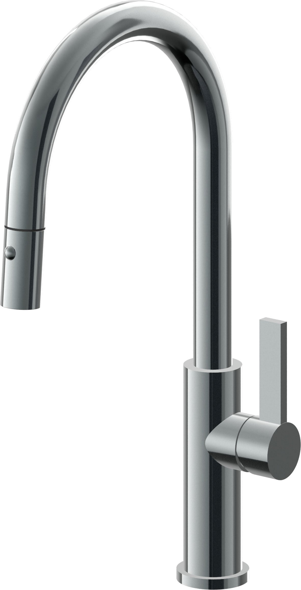 California Faucets Corsano Llave de Cocina Extraible Contemporanea con Rociador de Boton - Pico Alto en Arco - Níquel Negro
