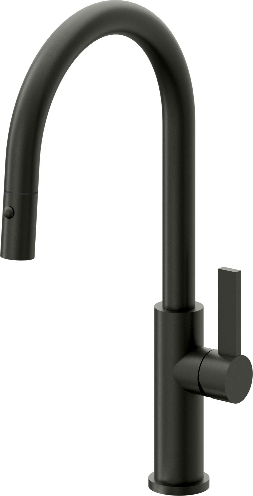 California Faucets Corsano Llave de Cocina Extraible Contemporanea con Rociador de Boton - Pico Alto en Arco - Bronce Bella Terra