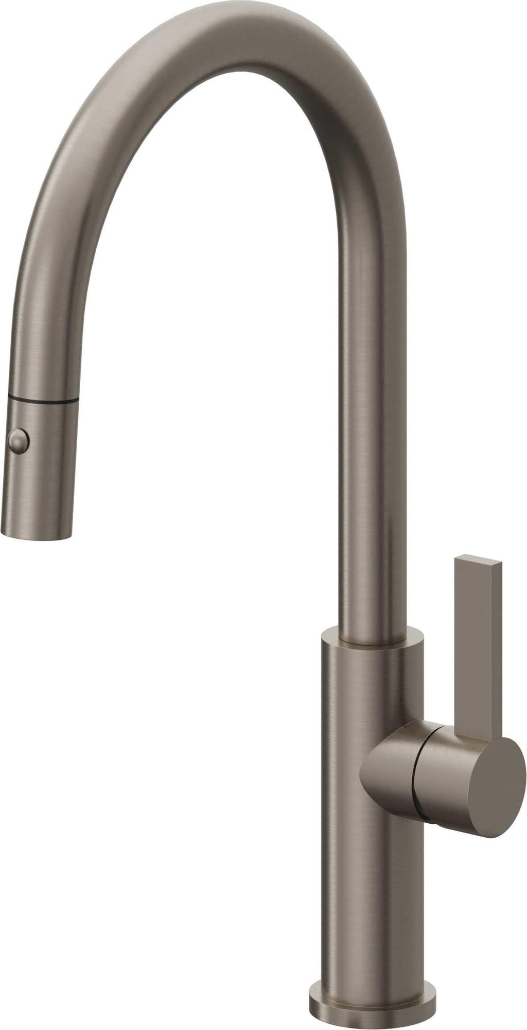 California Faucets Corsano Llave de Cocina Extraible Contemporanea con Rociador de Boton - Pico Alto en Arco - Grafito