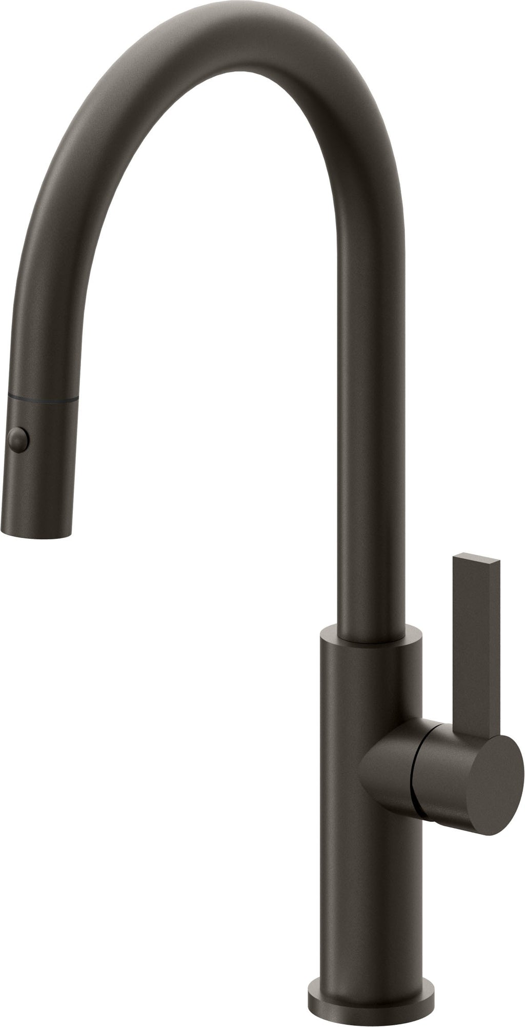 California Faucets Corsano Llave de Cocina Extraible Contemporanea con Rociador de Boton - Pico Alto en Arco - Bronce Oscuro