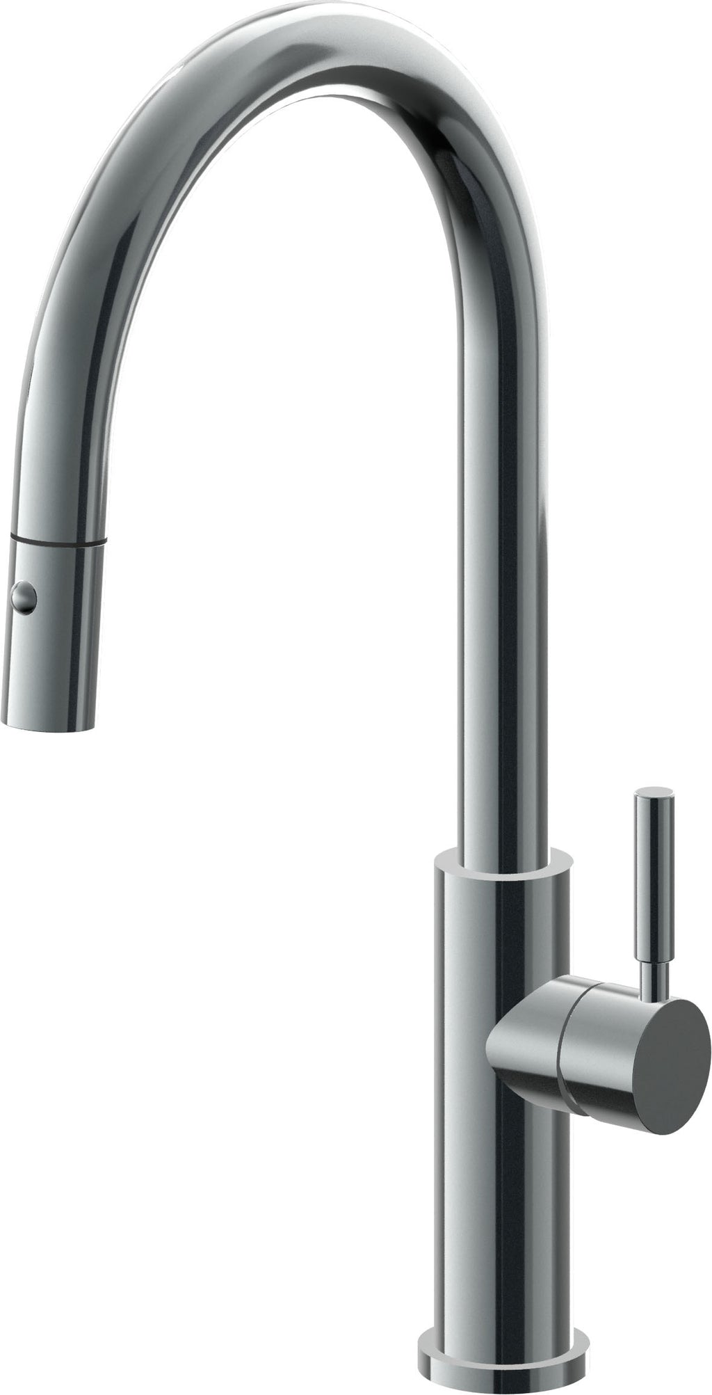 California Faucets Corsano Llave de Cocina Extraible Contemporanea con Rociador de Boton - Pico Alto en Arco - Níquel Negro