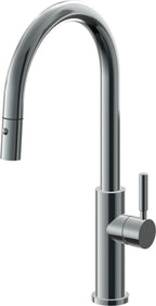 California Faucets Corsano Llave de Cocina Extraible Contemporanea con Rociador de Boton - Pico Alto en Arco - Níquel Negro