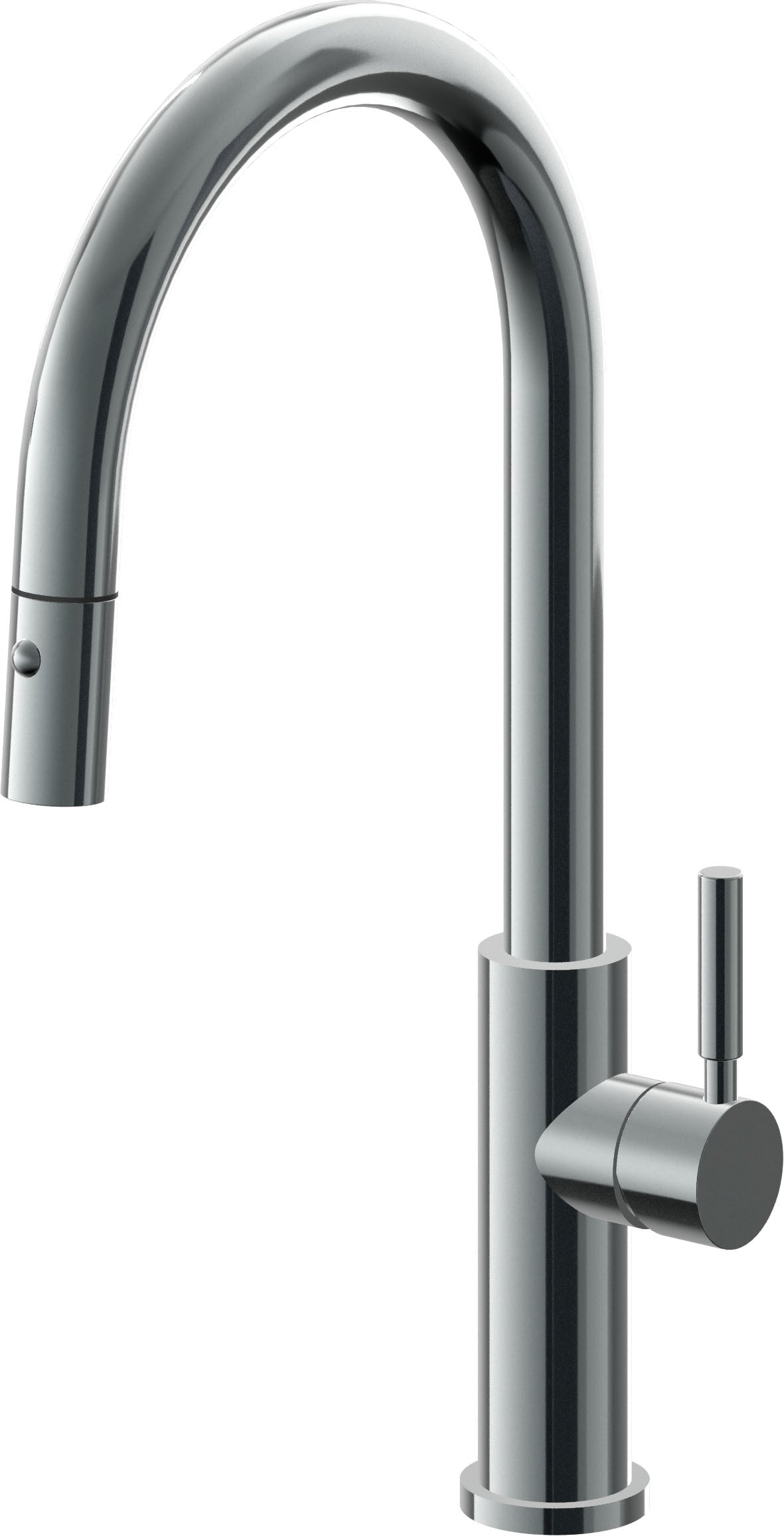 California Faucets Corsano Llave de Cocina Extraible Contemporanea con Rociador de Boton - Pico Alto en Arco - Níquel Negro