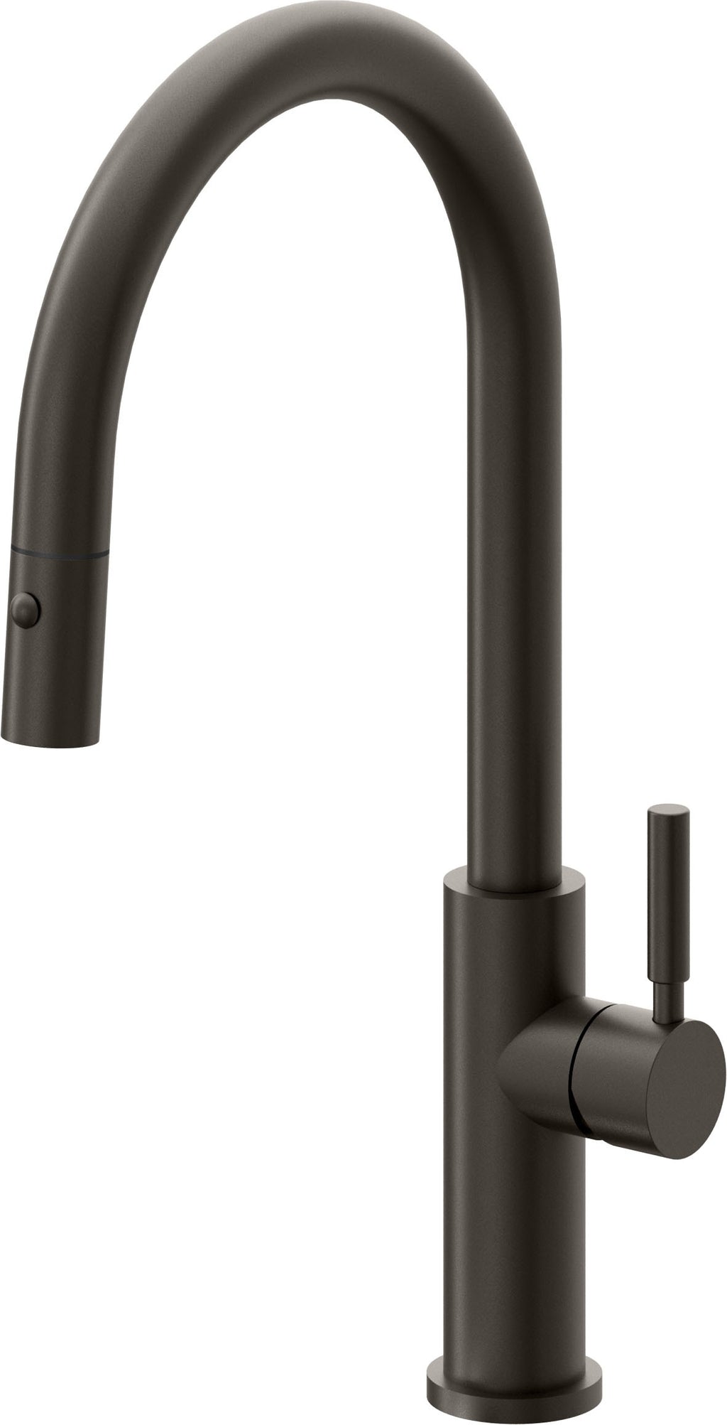 California Faucets Corsano Llave de Cocina Extraible Contemporanea con Rociador de Boton - Pico Alto en Arco - Bronce Oscuro