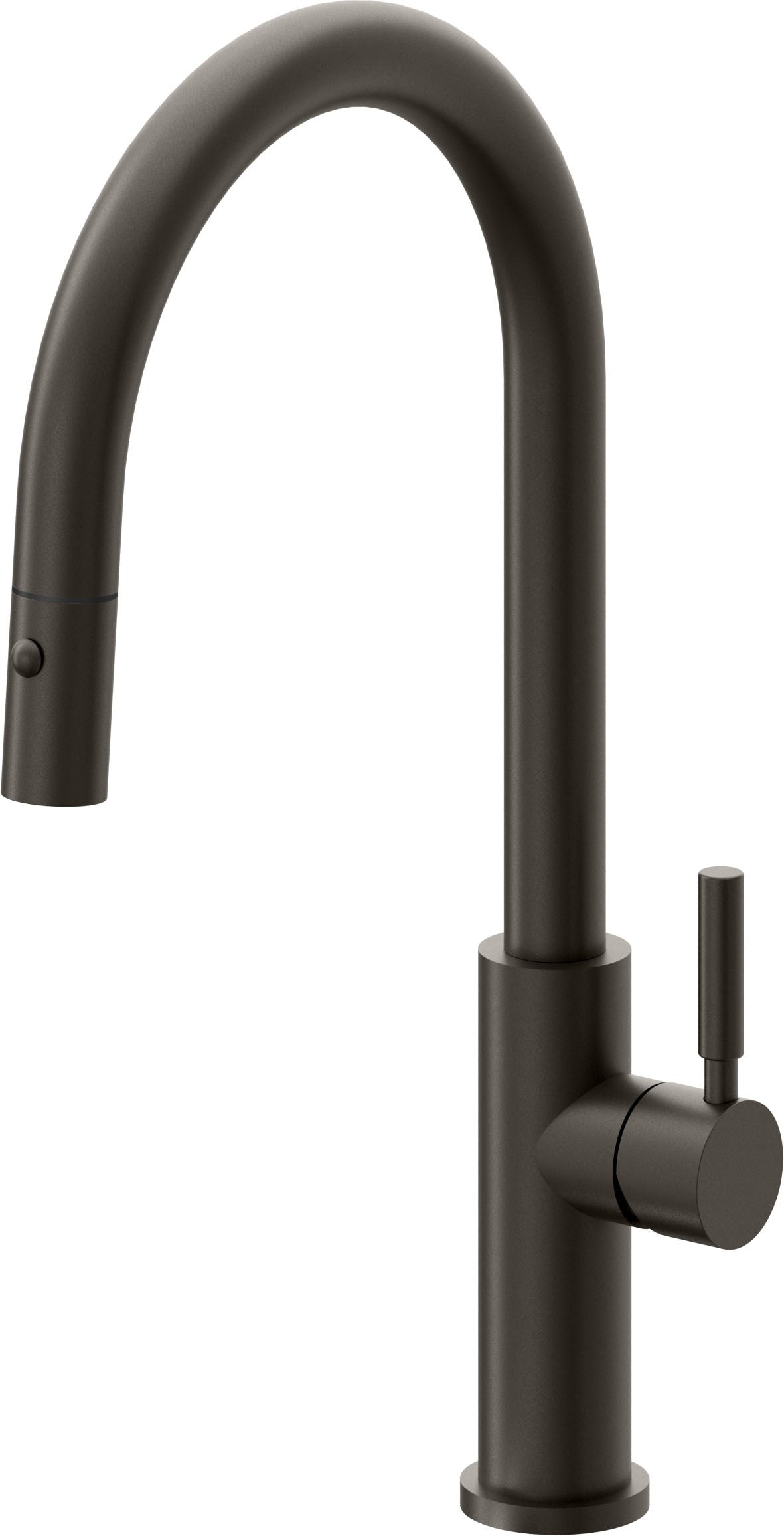 California Faucets Corsano Llave de Cocina Extraible Contemporanea con Rociador de Boton - Pico Alto en Arco - Bronce Oscuro
