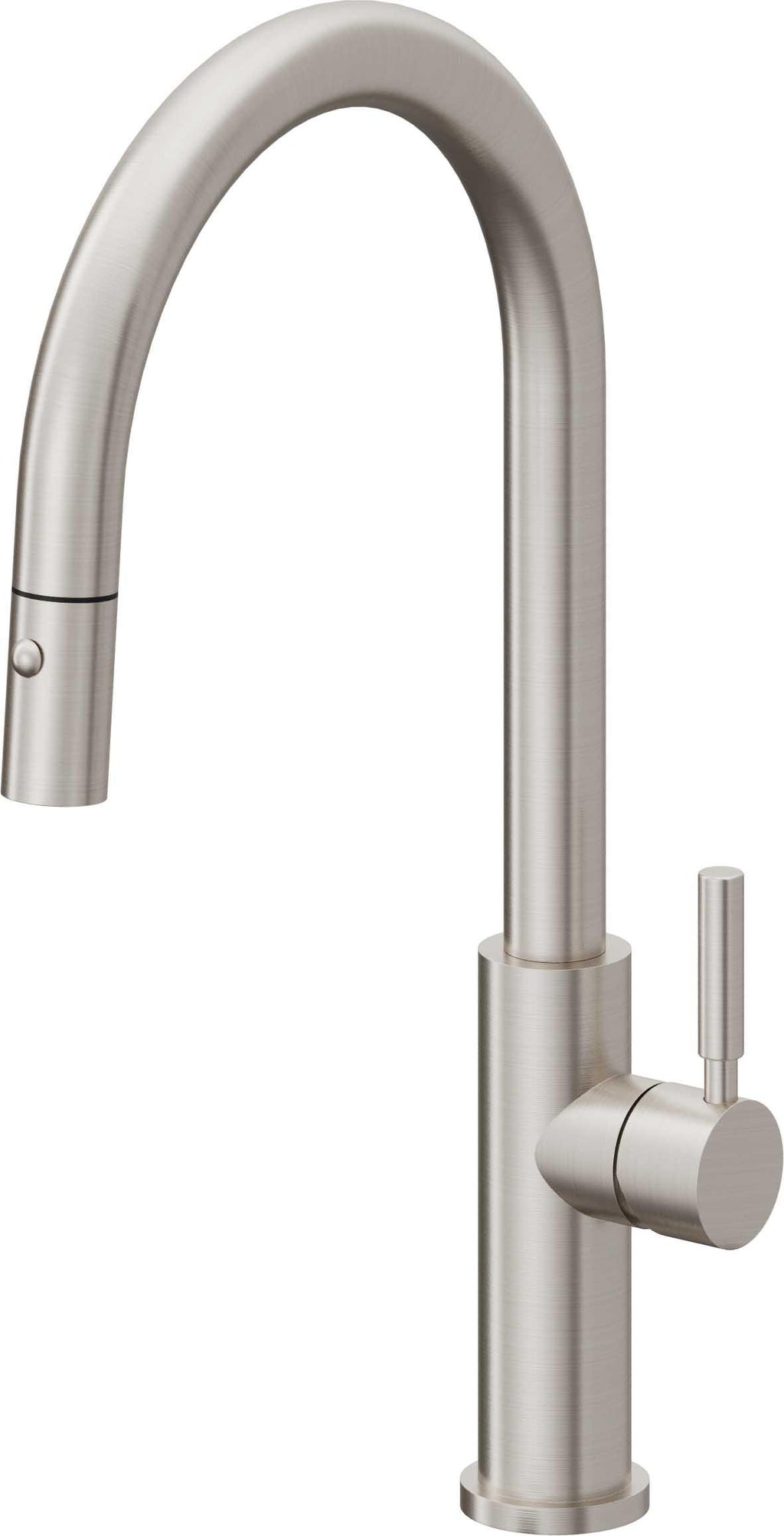 California Faucets Corsano Llave de Cocina Extraible Contemporanea con Rociador de Boton - Pico Alto en Arco - Acero Inoxidable Ultra