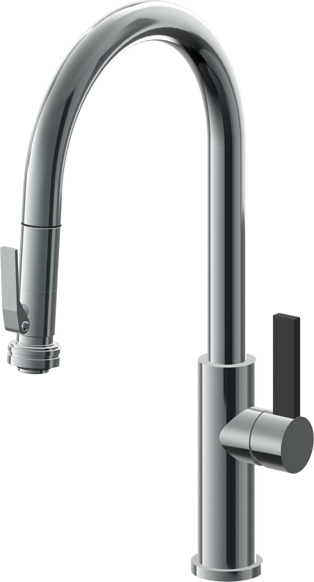 California Faucets Corsano Llave de Cocina Extraible Contemporanea con Rociador de Apretar - Pico Alto en Arco - Níquel Negro