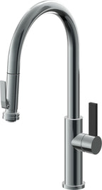 California Faucets Corsano Llave de Cocina Extraible Contemporanea con Rociador de Apretar - Pico Alto en Arco - Níquel Negro