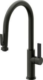California Faucets Corsano Llave de Cocina Extraible Contemporanea con Rociador de Apretar - Pico Alto en Arco - Bronce Bella Terra