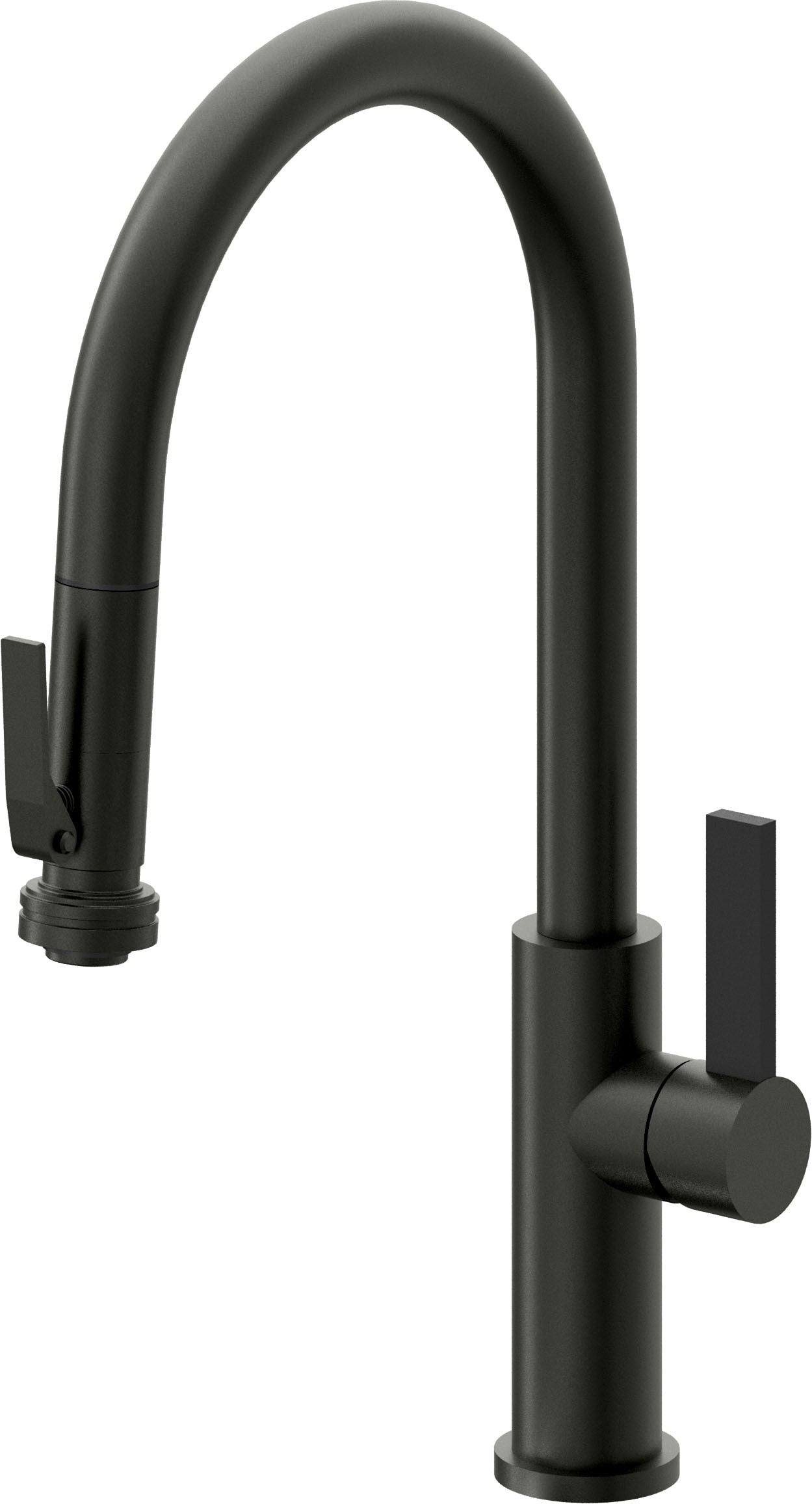 California Faucets Corsano Llave de Cocina Extraible Contemporanea con Rociador de Apretar - Pico Alto en Arco - Bronce Bella Terra