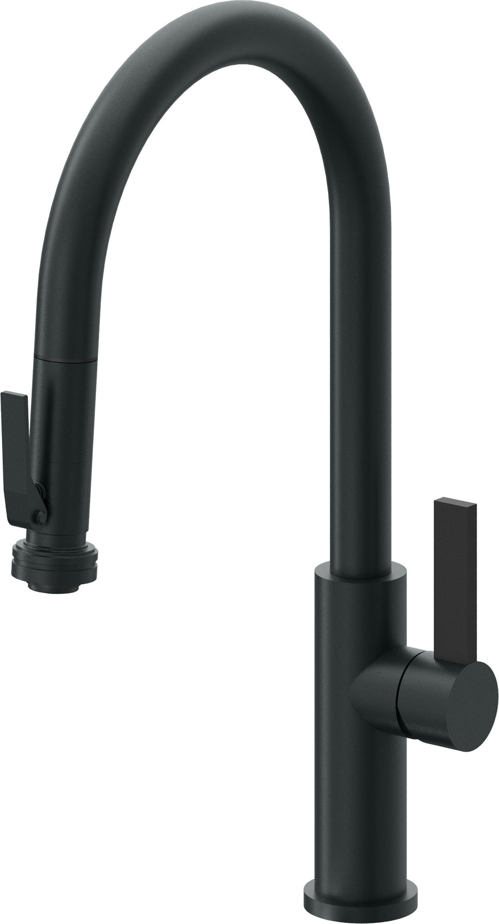 California Faucets Corsano Llave de Cocina Extraible Contemporanea con Rociador de Apretar - Pico Alto en Arco - Carbón
