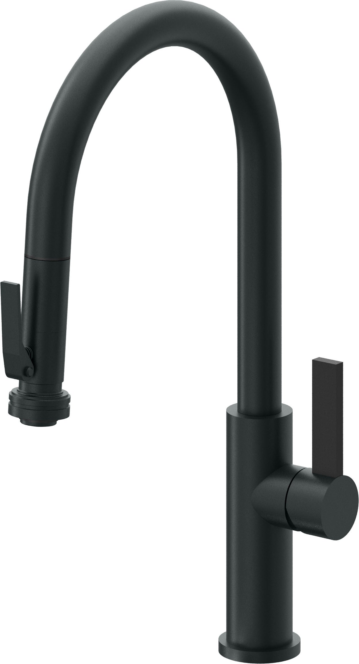 California Faucets Corsano Llave de Cocina Extraible Contemporanea con Rociador de Apretar - Pico Alto en Arco - Carbón