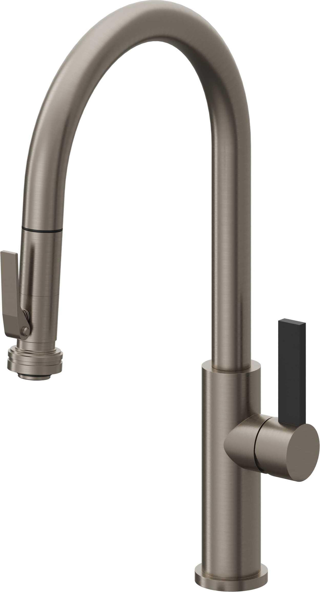 California Faucets Corsano Llave de Cocina Extraible Contemporanea con Rociador de Apretar - Pico Alto en Arco - Grafito