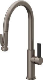California Faucets Corsano Llave de Cocina Extraible Contemporanea con Rociador de Apretar - Pico Alto en Arco - Grafito