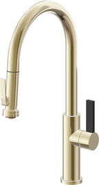 California Faucets Corsano Llave de Cocina Extraible Contemporanea con Rociador de Apretar - Pico Alto en Arco - Latón Pulido