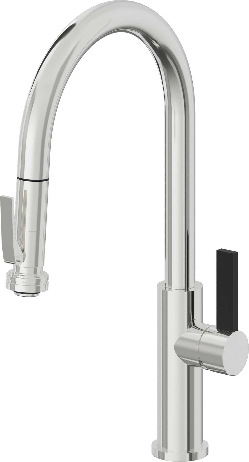 California Faucets Corsano Llave de Cocina Extraible Contemporanea con Rociador de Apretar - Pico Alto en Arco - Cromo Pulido