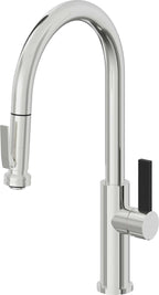 California Faucets Corsano Llave de Cocina Extraible Contemporanea con Rociador de Apretar - Pico Alto en Arco - Cromo Pulido