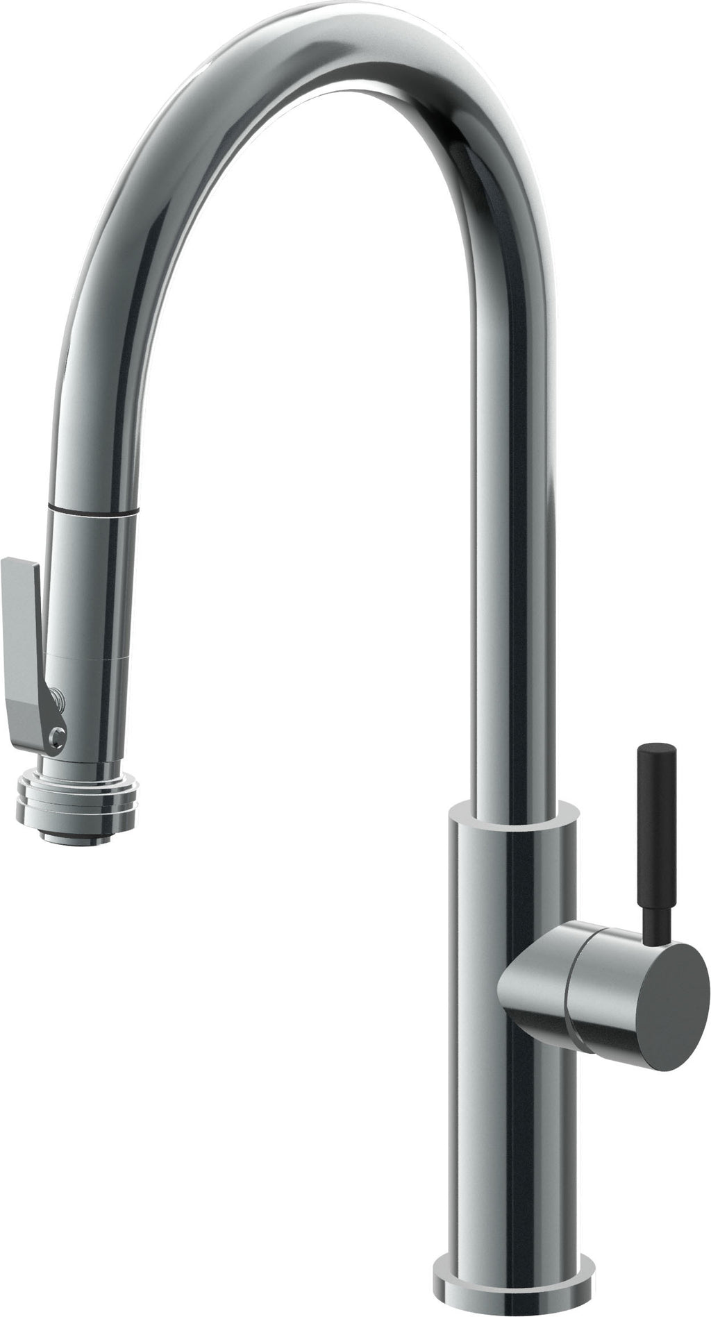 California Faucets Corsano Llave de Cocina Extraible Contemporanea con Rociador de Apretar - Pico Alto en Arco - Níquel Negro