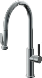 California Faucets Corsano Llave de Cocina Extraible Contemporanea con Rociador de Apretar - Pico Alto en Arco - Níquel Negro