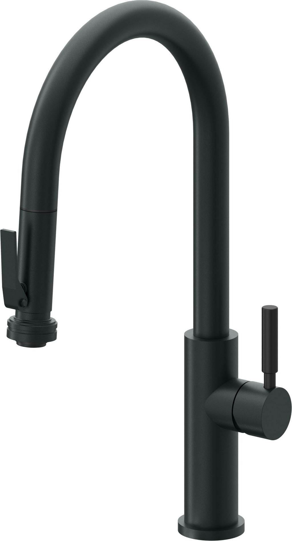 California Faucets Corsano Llave de Cocina Extraible Contemporanea con Rociador de Apretar - Pico Alto en Arco - Carbón
